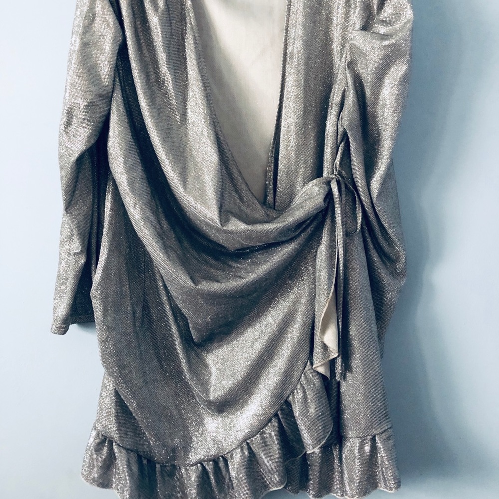 Pretty Little Things  Silver Puff Sleeve Wrap